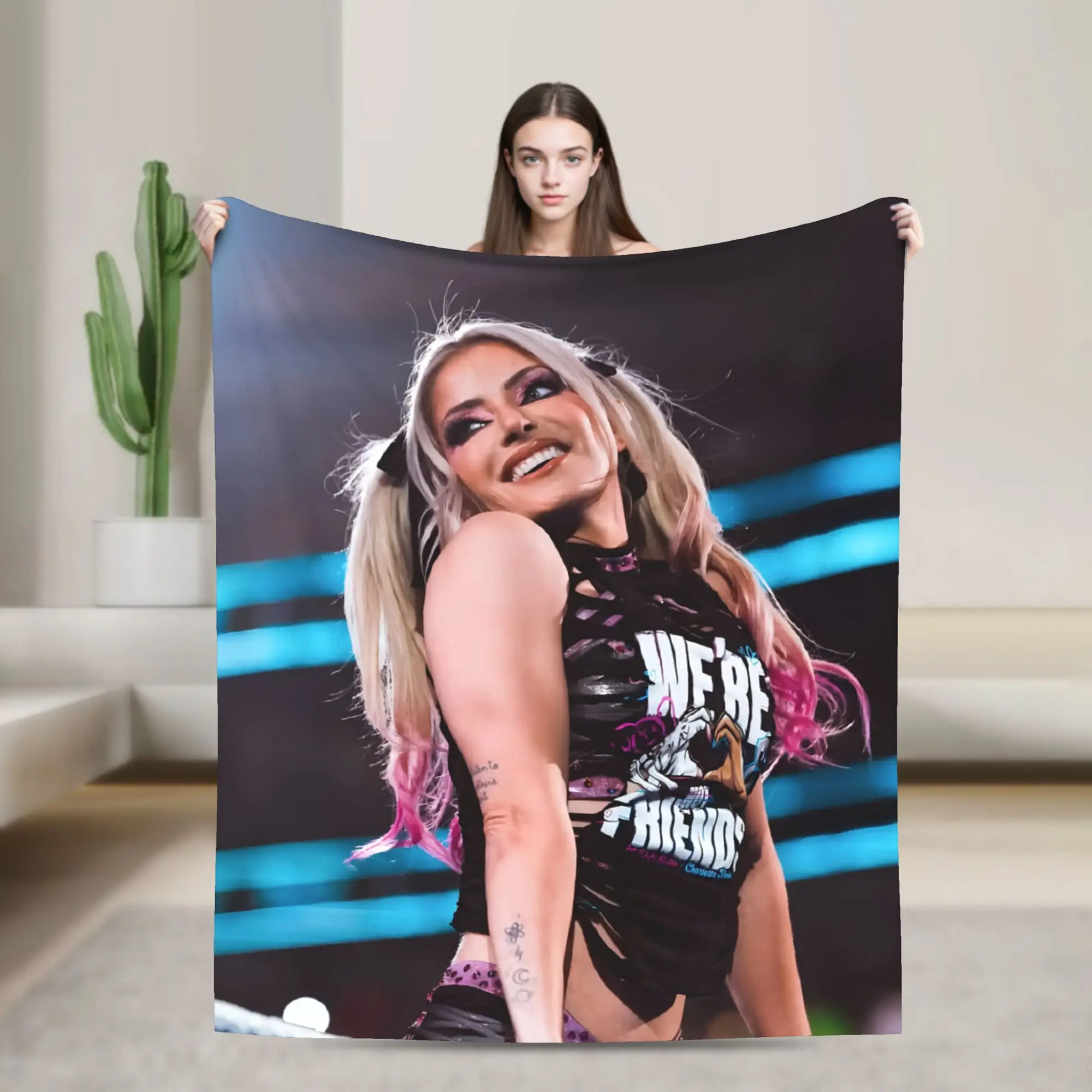 A-Alexa Bliss Throw Blanket for Couch Wrestler  Fuzzy Soft Plush Blanket 50x60 Inch Multiple Sizes Bedspread for All Seasons