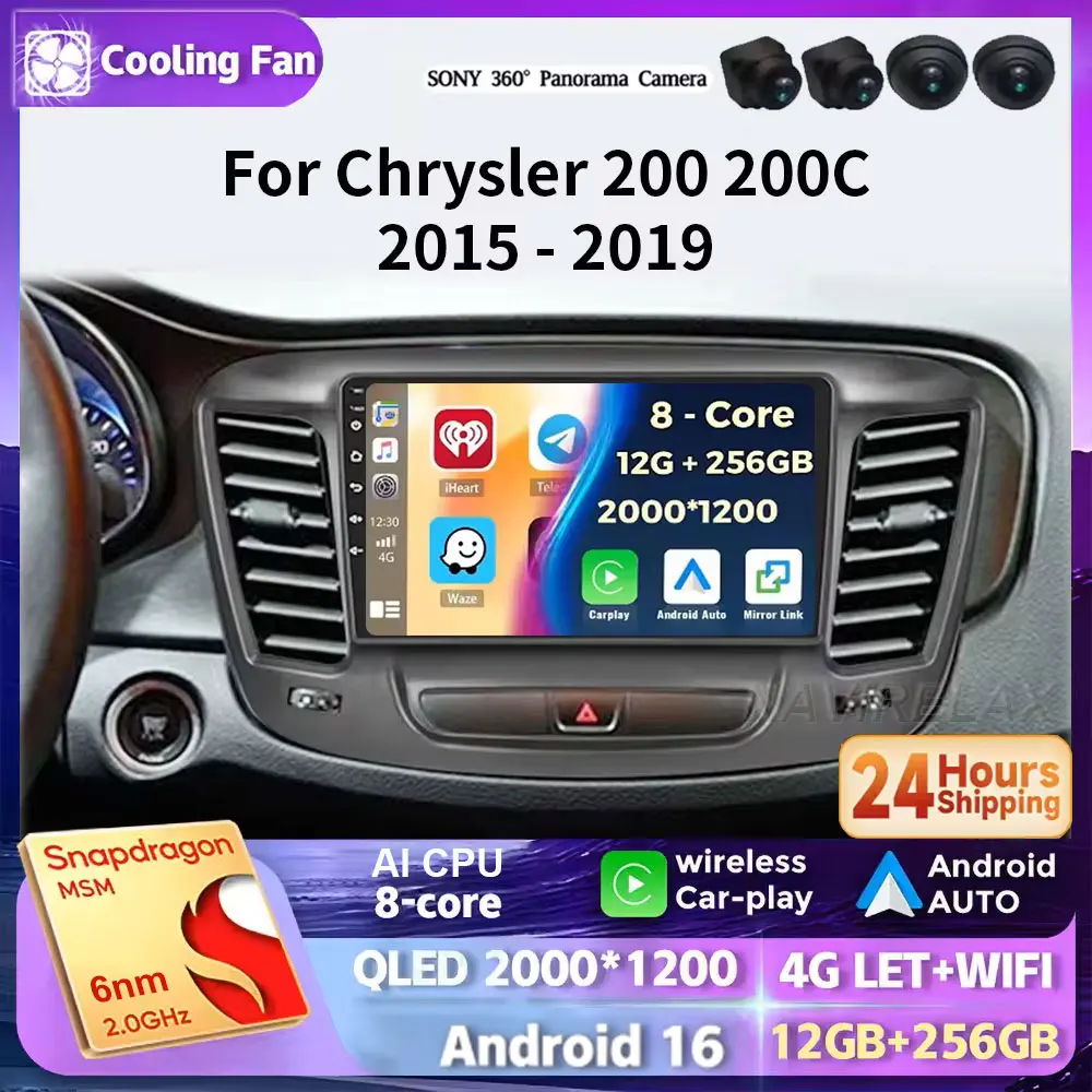 For Chrysler 200 200C 2015 2016 - 2019 Android 16 Radio Video Player Car Autoradio Multimedia Screen Stereo Carplay Navigation