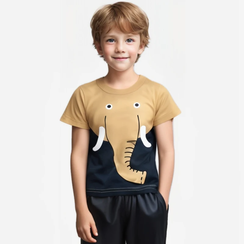 2025 Estate Bambini 3D Cartoon T-shirt per il ragazzo Stampa animale Dinosauro Squalo Ragazzi T Shirt Ragazze Top Tees Cartoon Abbigliamento per