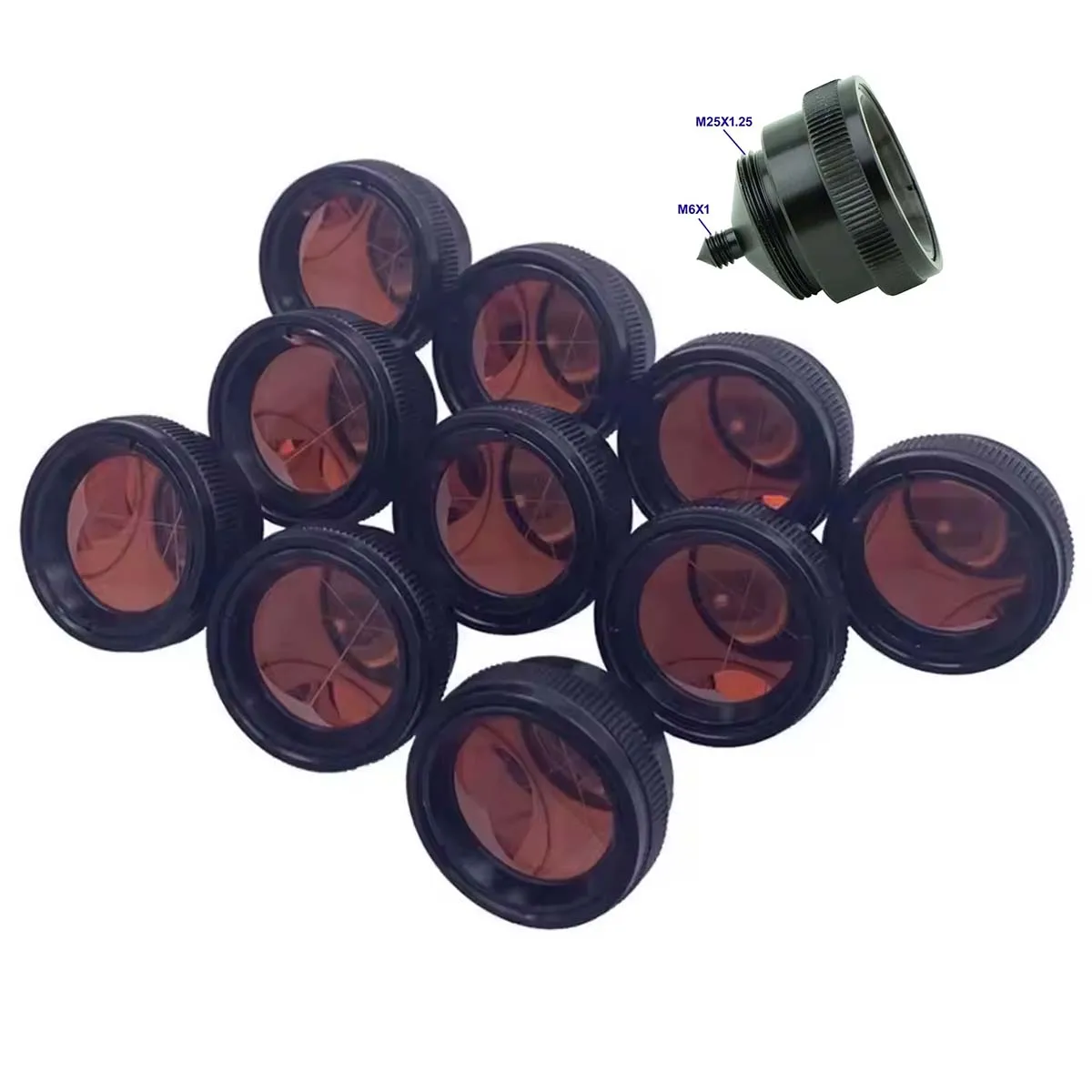 

10pcs mini prism with metal housing for total station . optical prism . Copper Coated prism or silver coated