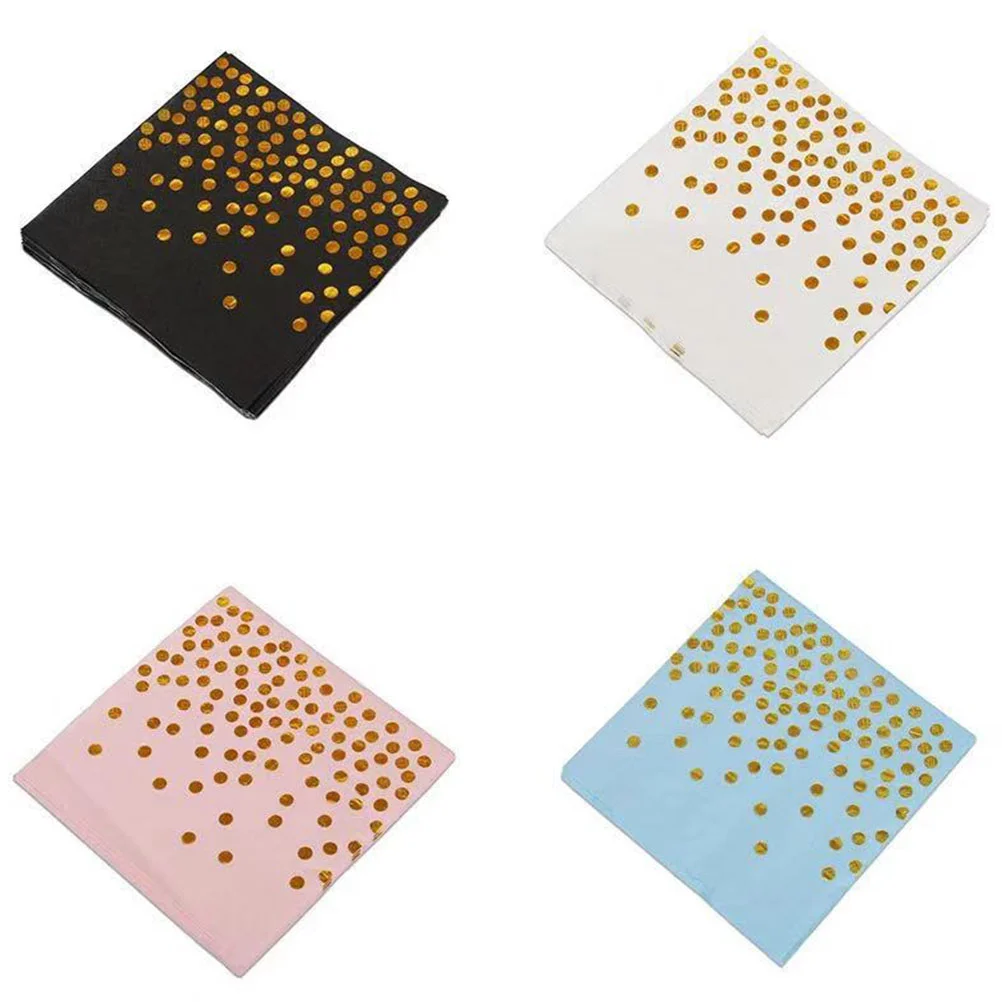 20pcs Party Tissue Napkin Dots Pattern Paper Napkin Disposable Beautiful Napkin Tissue for Party Gathering Festival (Black)