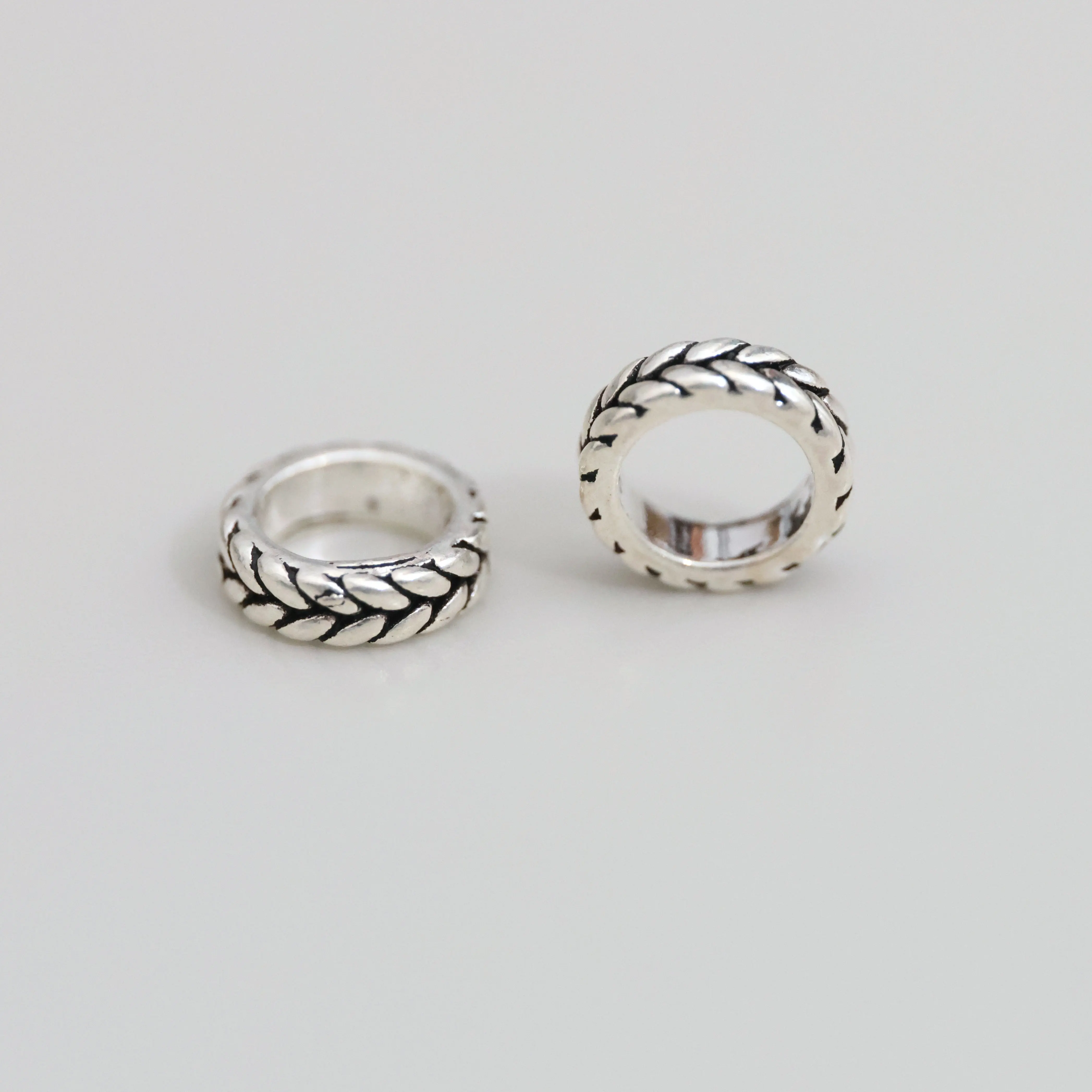 2pcs 100% Solid 925 Sterling Silver Retro Wheat Spacer Beads for DIY Fine Jewelry Finding  JQ0062