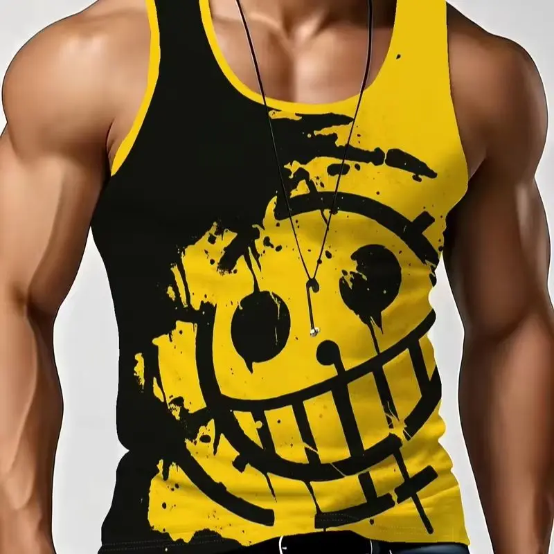 Sommer Basketball Schnelltrocknende Laufweste mit Smiley-Print für Herren – Sport-Tanktop für Leichtathletik-Training