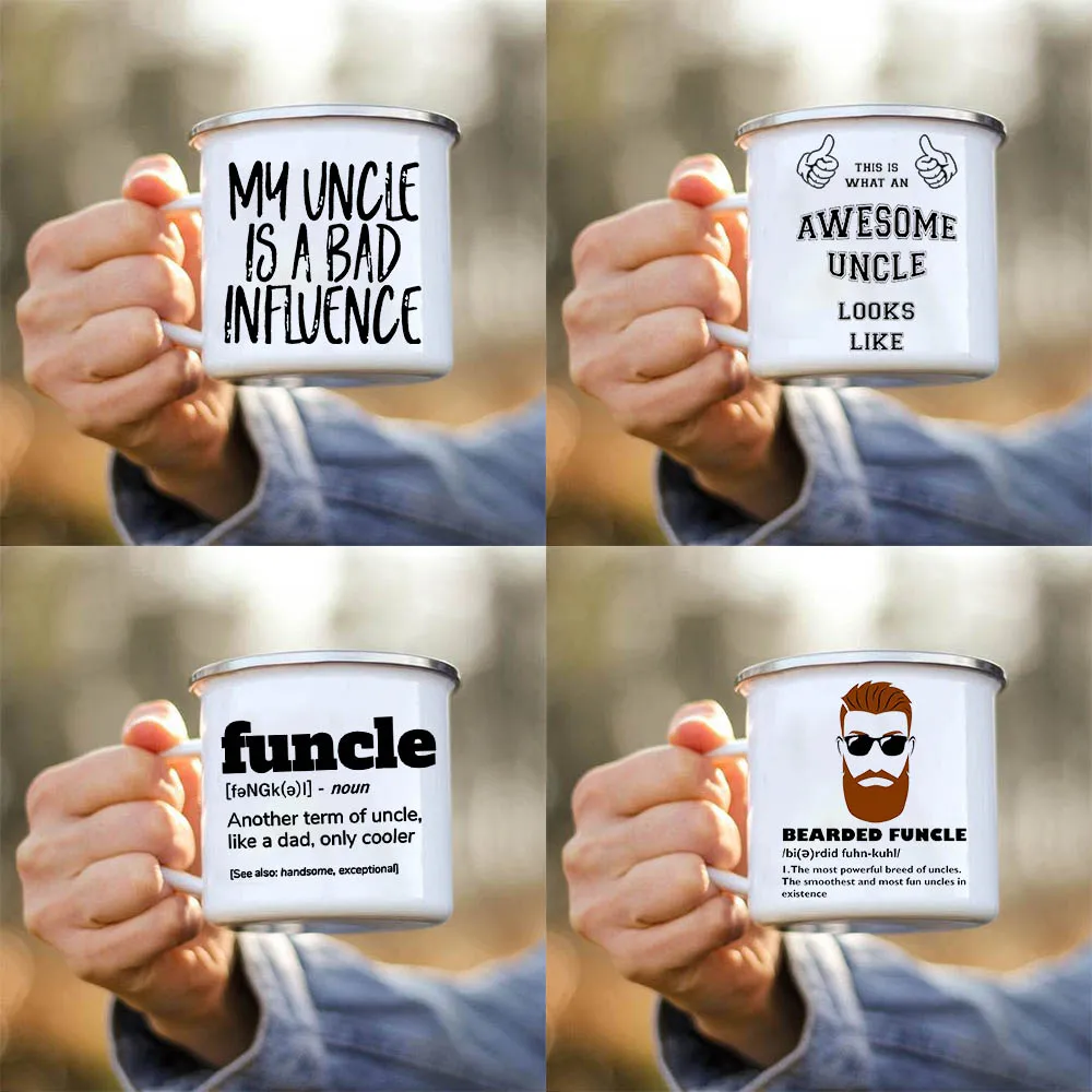 Taza con la frase 'Mi tío es una mala influencia', así es como se ve un tío genial, tazas de café, regalos para tío, tazas para suegro