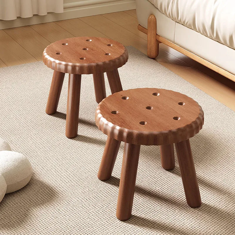 Household Solid Wood Small Stool Living Room Sofa Bedroom Footstool Creative Sgabello Children Prevent Slipping Bathroom Stool