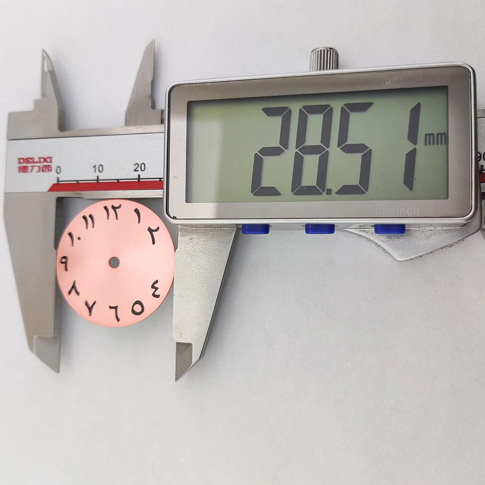 NH35 Dial 28.5mm 3D Metal sticker Arabic digital dial single calendar for NH35/NH34/NH36/7S26/4R men's mechanical movement
