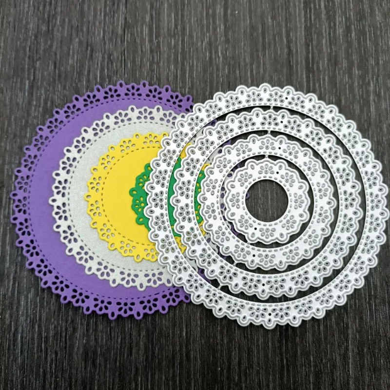 Round Lace Card Curves Border Metal Cutting Dies for DIY Scrapbook Cutting Die Paper Cards Embossed Decorative Craft Die Cut