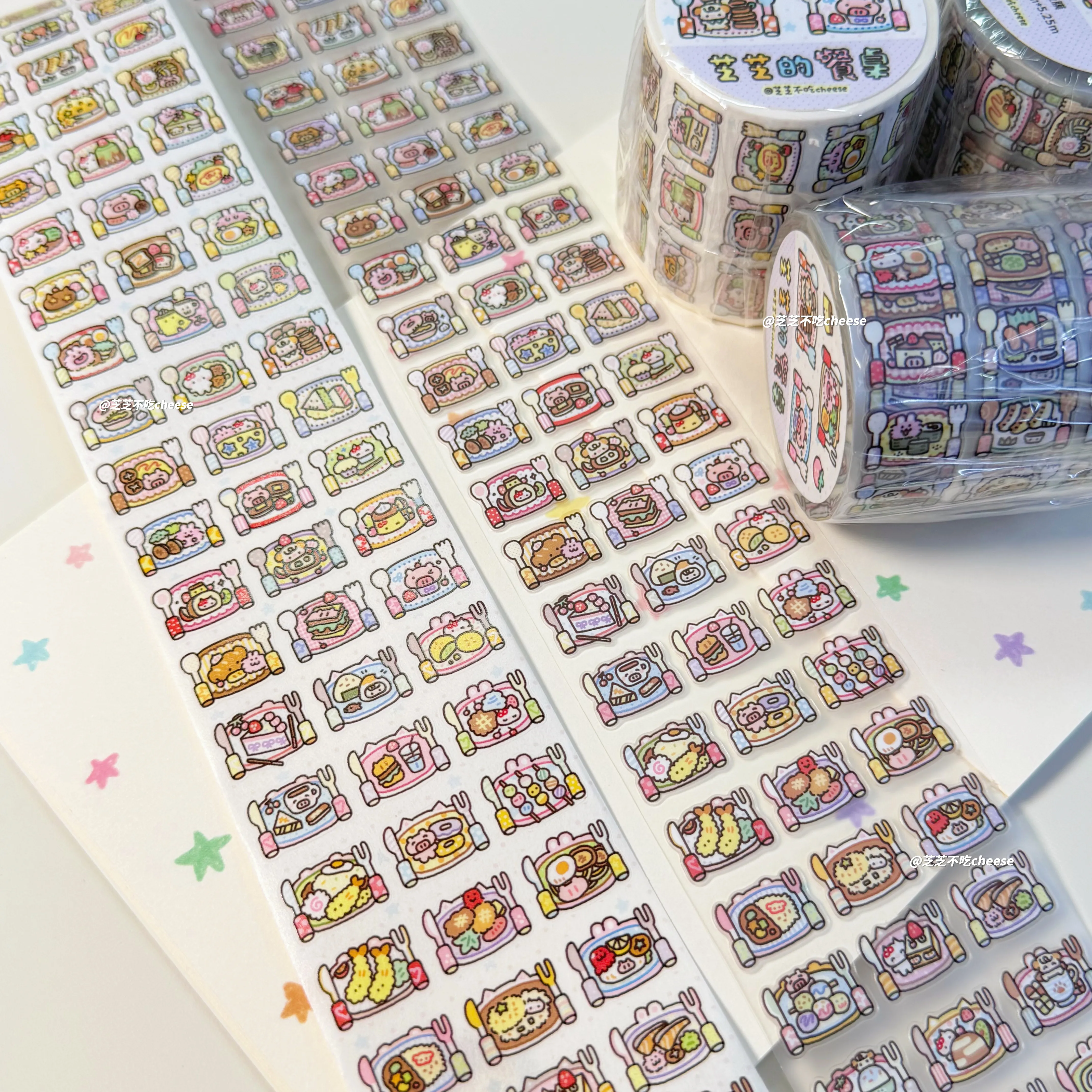 Dining Table Stickers Cute Decorative Cut Membrane Stickers for Journaling Scrapbooking DIY Craft Hand Account Kawaii Small