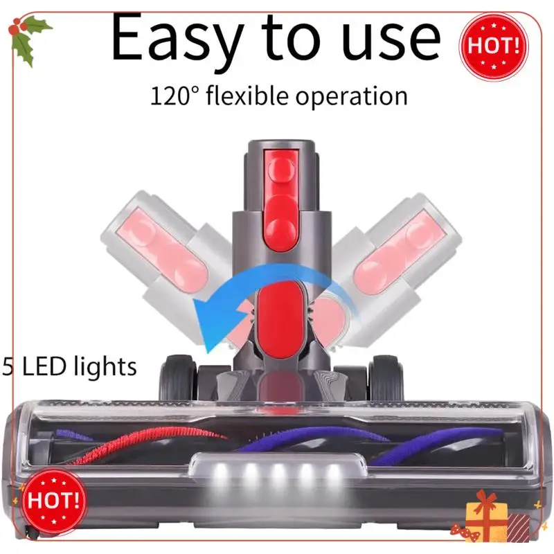 ABLE-Brush Head For Dyson V7 V8 V10 V11 V15 Vacuum Cleaner Floor Nozzle With Front Lights For Hard Floors And Carpet