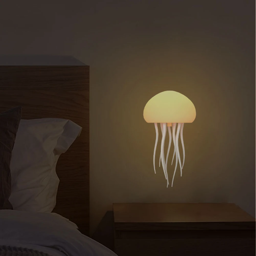3D Jellyfish Night Light Jellyfish Bedside Lamp with Rotating Tentacles Creative Sleeping Light Type-C Charging for Kids Room