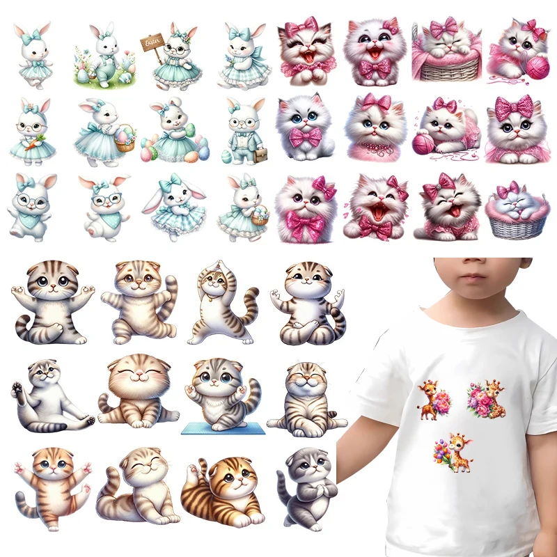 12 Cartoon Cute Animal Set dtf transfers Children's clothing to press Heat Transfer Printing diy T-shirt decoration