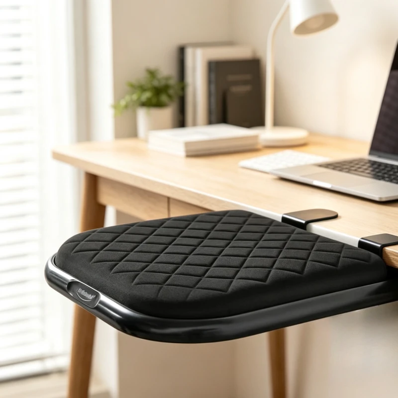 Foldable Desk Arm Rest with Memory Foam Pad, Adjustable Angle, 90° Storage, Triangle Support for Mouse Keyboard Office Work