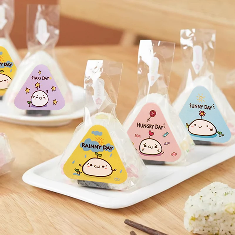 Cartoon Triangle Onigiri Bags Sealing Stickers Seaweed Sushi Mold Bags Sushi Bento Accessories Delicious Packaging