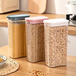 Kitchen Transparent Cereal Dispenser Jar Plastic Food Sealed Storage Box Container Home Spice Tea Coffee Sugar Hermetic Cans