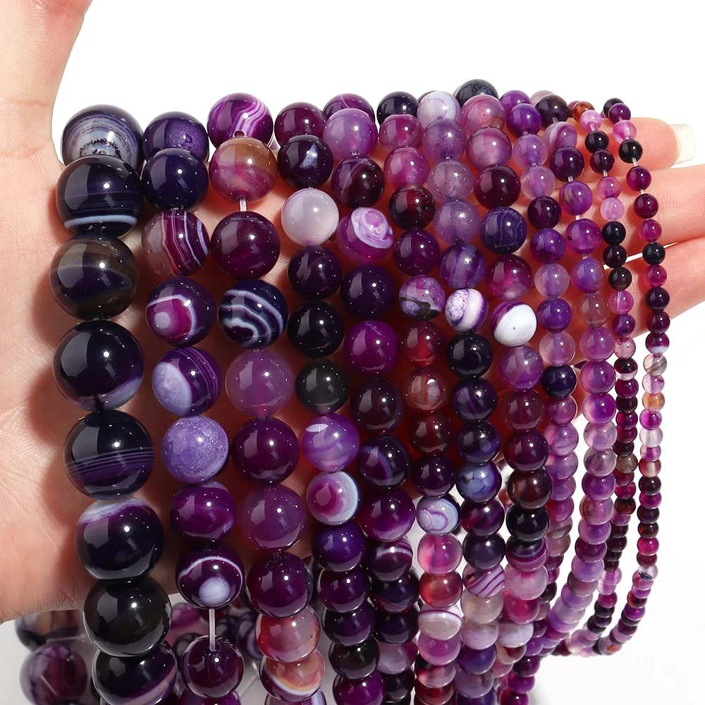 Natural Stone 4 6 8 10 12mm Round Tiger Eye Amethyst Agate Jades Stone Spacer Bead For Jewelry Making Diy Bracelet Needlework