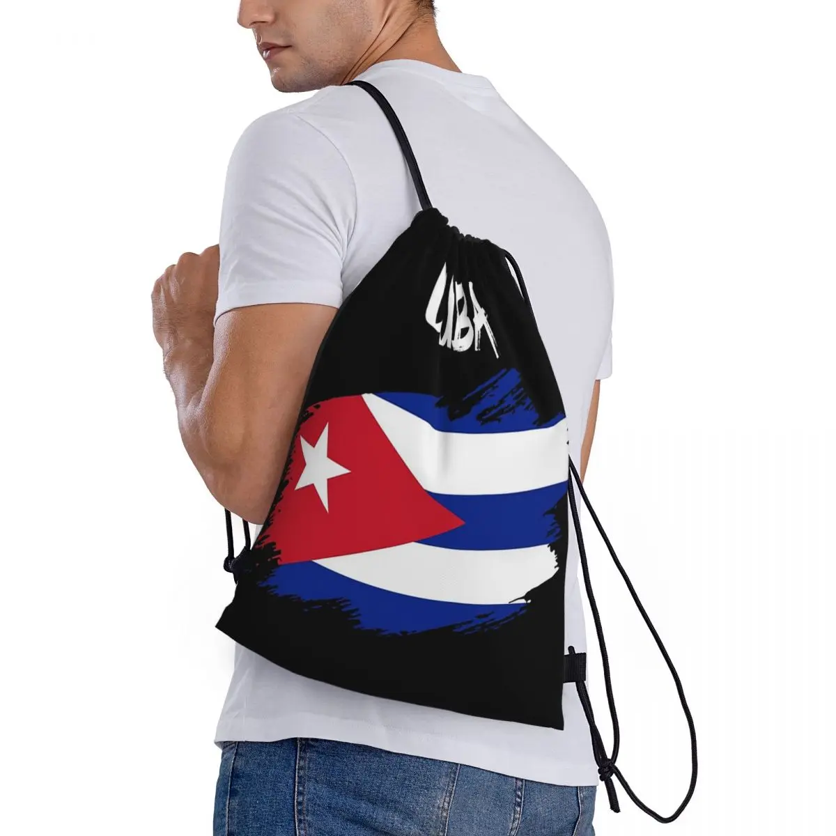 

Flag Of Cuba Cuban Patriotic Backpacks Casual Drawstring Bags Sports Bag Book Bags for Man Woman School