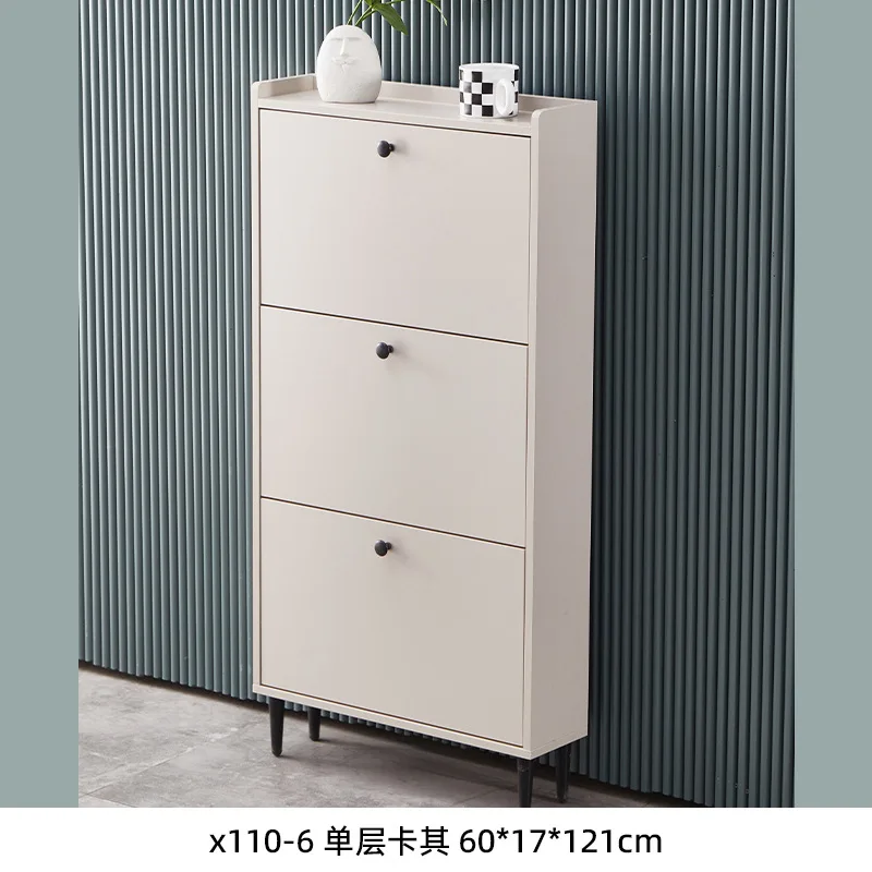 

New tipping bucket shoe cabinet for home use, modern simplicity, large capacity, cream wind entry entrance, integrated storage