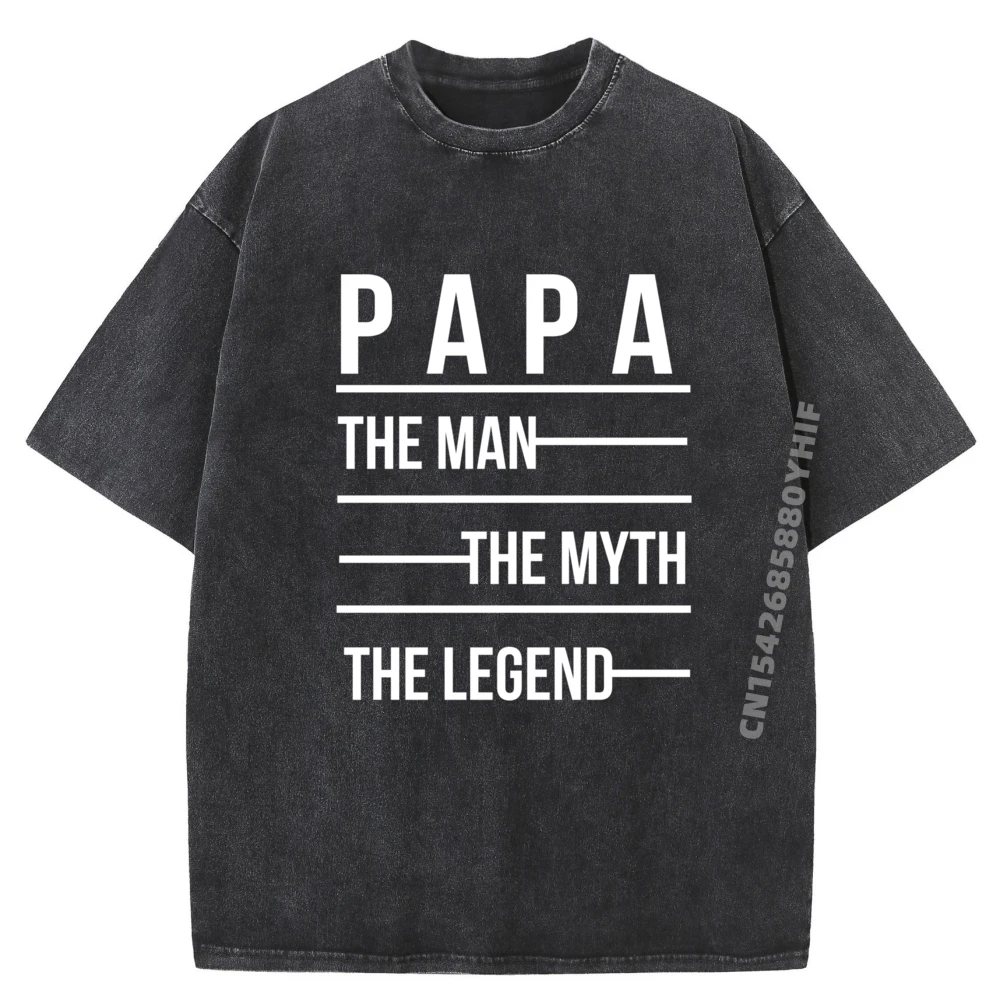 

Мужская футболка с принтом Papa Myth Legend, черные футболки с рисунком, молодежные рубашки, потертая одежда большого размера, простой стиль