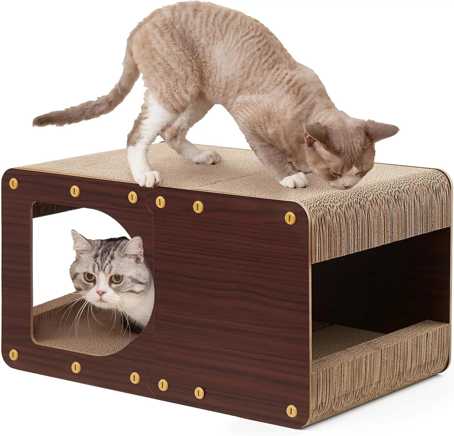 

20-дюймовый темно-коричневый гофрированный домик-когтеточка для домашних кошек, большая когтеточка-доска