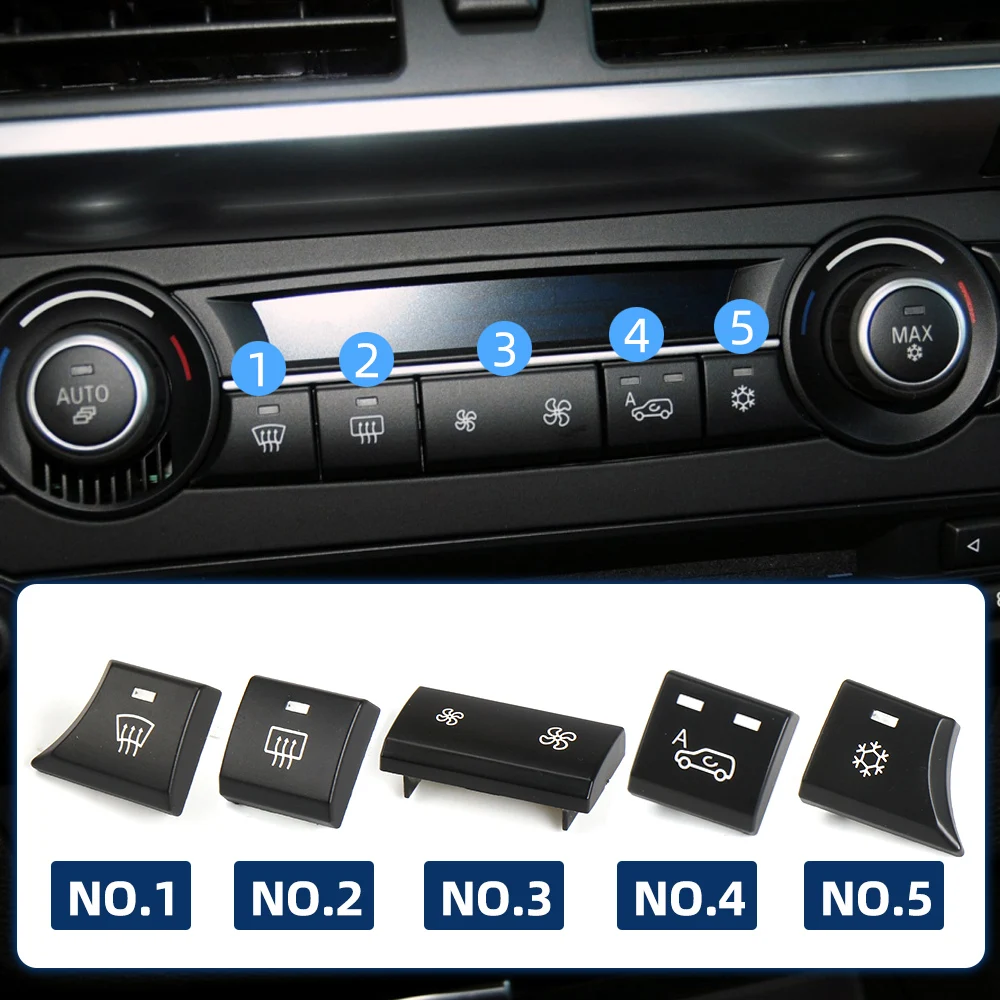 

64119310445 Car Heater Climate Control Fan Volume AC Button Air Circulation Button Cover Auto Knob Cap For BMW X5 X6 E70 E71