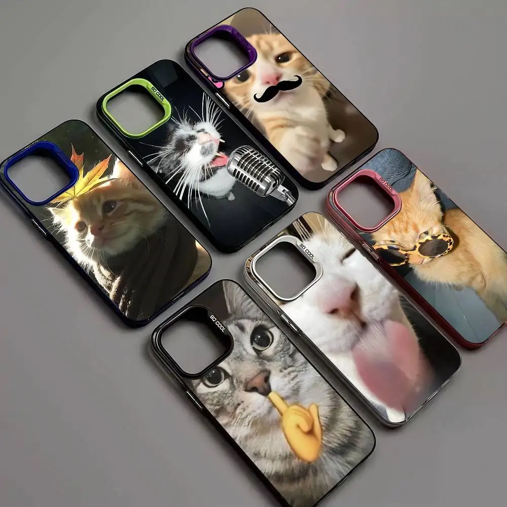 

Funny Cute Cat Phone Case For IPhone 17 16 15 14 13 12 11 Pro Max Plus Pro Colorful Shell