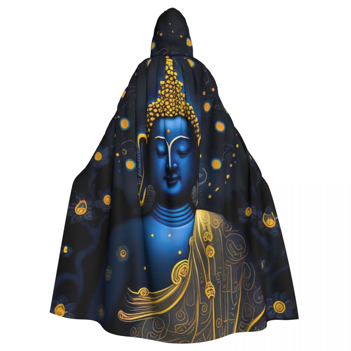 Buddha Art Drawing Hooded Cloak Halloween Party Cosplay Woman Men Adult Long Witchcraft Robe Hood