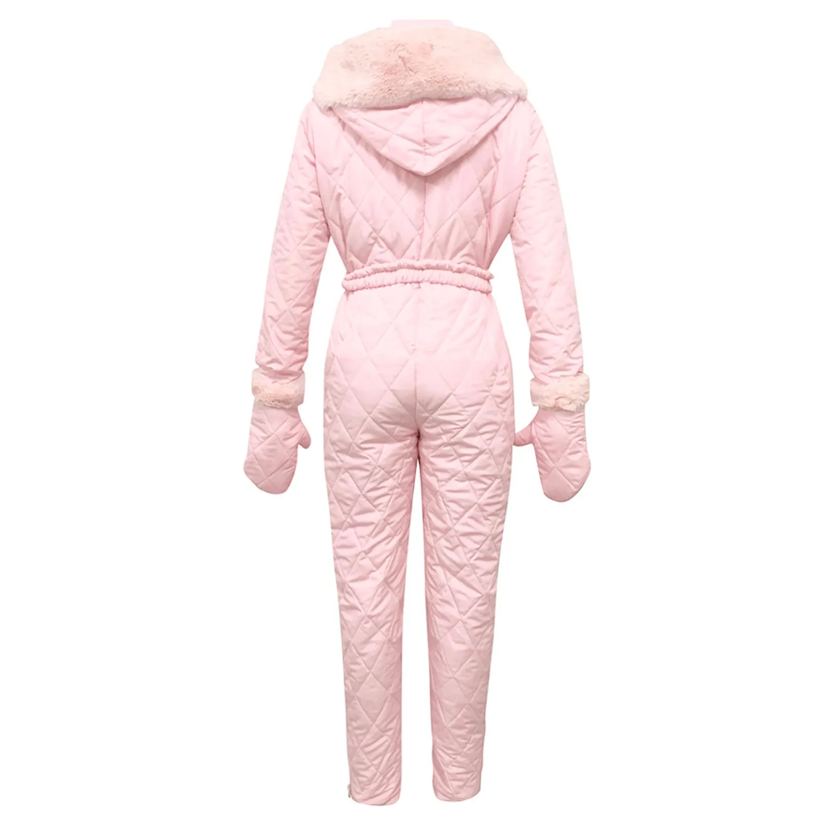 Macacão feminino casual Glitter Flare Ski, terno esportivo grosso, macacão sólido com zíper externo, roupas floco de neve