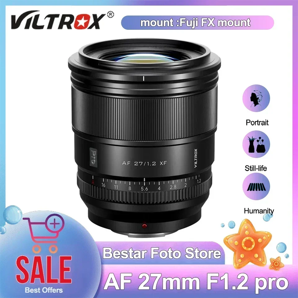 

Viltrox AF 27mm F1.2 XF Pro Large Aperture APS-C Prime Lens for Fujifilm X-T30 X-Pro3 X-H2 X-A7