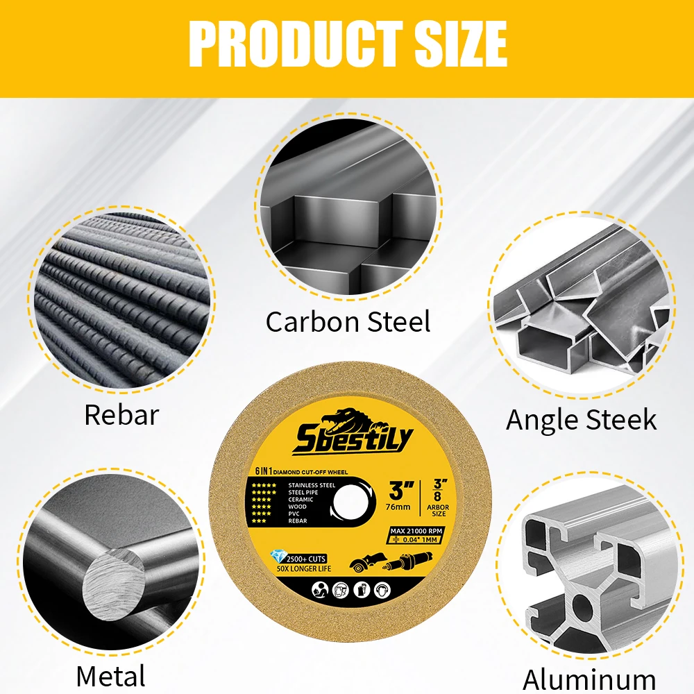 Piringan pemotong berlian Mini, alat gerinda memotong kaca keramik kayu baja 1/3/5 buah 75mm