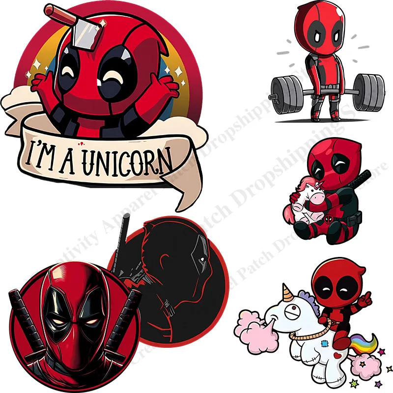 Deadpool Superhero Patches for Clothing Thermal Stickers on Clothes Deadpool Patch DIY T-Shirt on Men Children Hoodie Decor