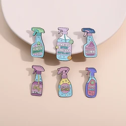 Colorful Anxiety Spray Enamel Pins Cartoon Creative Detergent Spray Lapel Badges Backpack Hat Decorative Brooches Accessory Gift