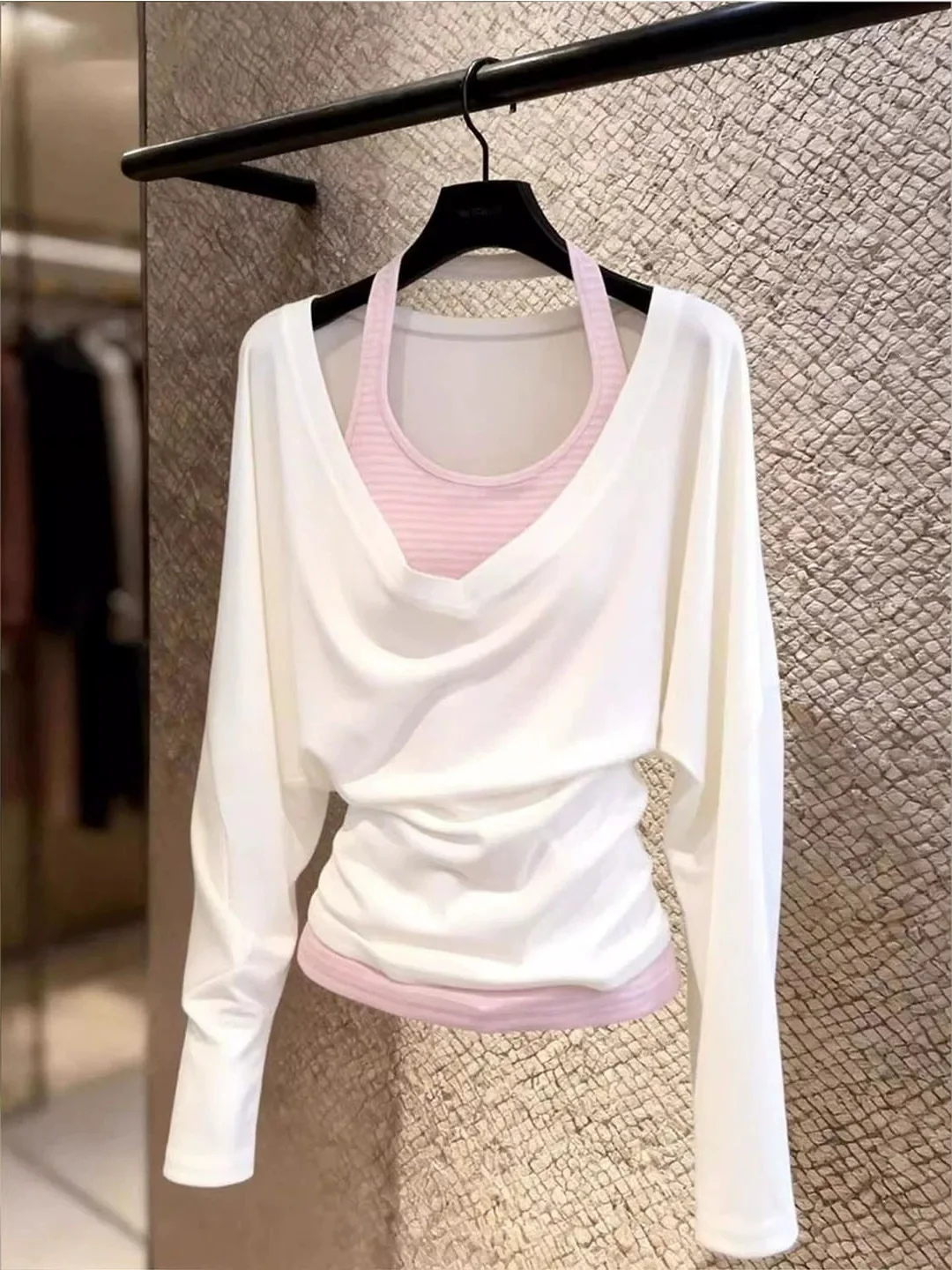 Women's Stripe Long Sleeve Sun Protection Cover up Vest Two Piece Set Summer Korean Style Slim Fit Outerwear Design Trendy Top