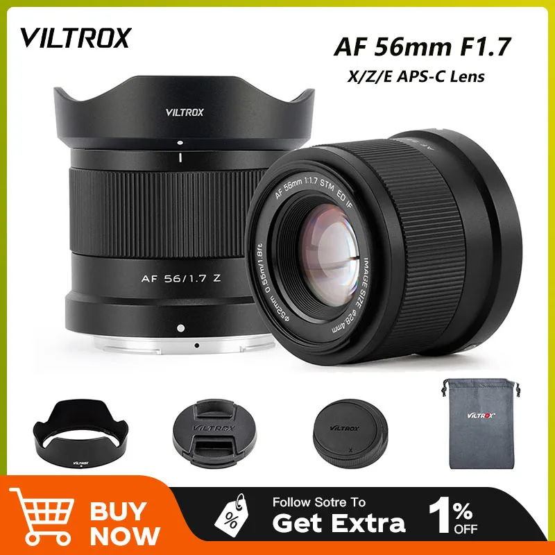 

Viltrox 56mm F1.7 Auto Focus APS-C Lens for Fuji X Nikon Z Sony E Mount Cameras Auto Focus Portrait APS-C for X-S20 X-T30ii Z30