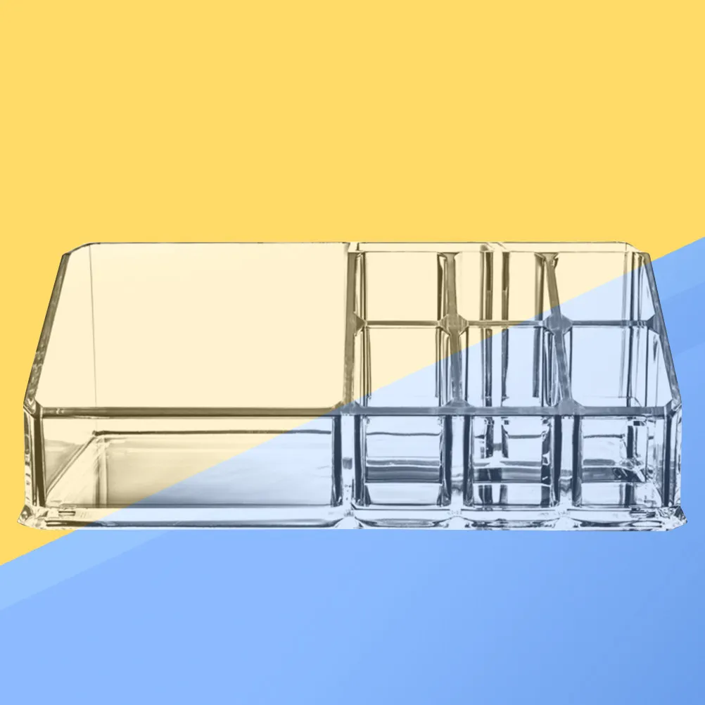 Premium Clear Makeup Storage Box Organizer Countertop Desktop 3 Section Compartments Lipstick Holder for 6 Lipsticks