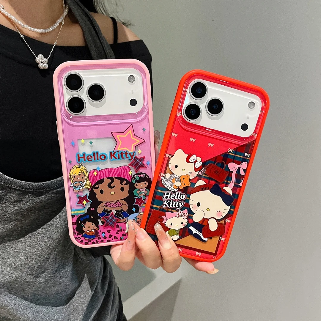 

Y2k Hip Hop Girls Super Cool Hello Kitty Phone Case For iPhone 13 14 15 16 17 Pro Max 14 15 Plus 2in1 Anti Fall Cover