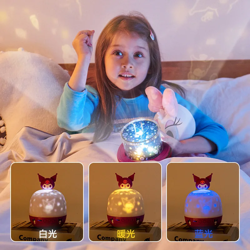 New Kuromi Starry Sky Night Light Kawaii Sanrio Cinnamoroll Projection Lamp Hd Bedroom Atmosphere Light Children's Birthday Gift