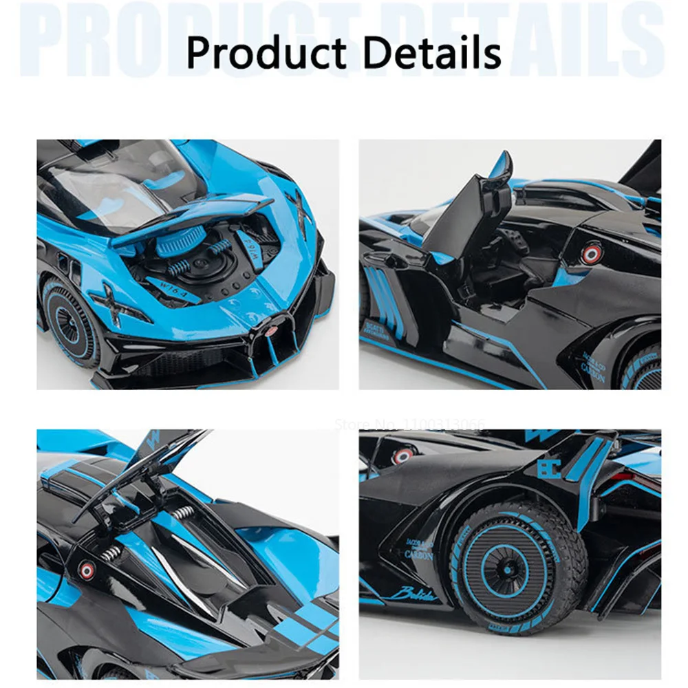 1:24 bolide modelos de carros atlânticos liga diecast brinquedos portas abertas veículos modelo roda puxar para trás carro esportivo crianças presentes do festival