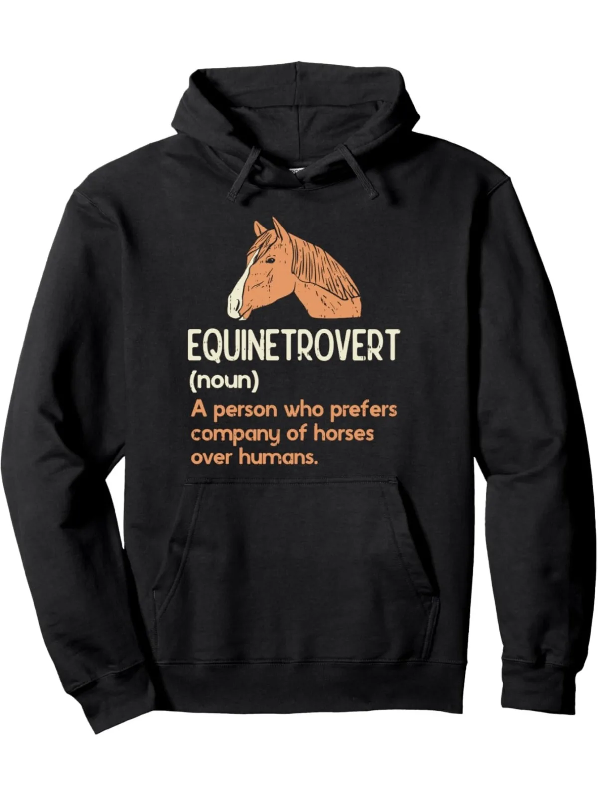 

Men's Fashion Casual Fun Horse Enthusiast Humorous Printed Pattern Hooded Sweatshirt with Velvet Pockets Suitable Holiday Gifts