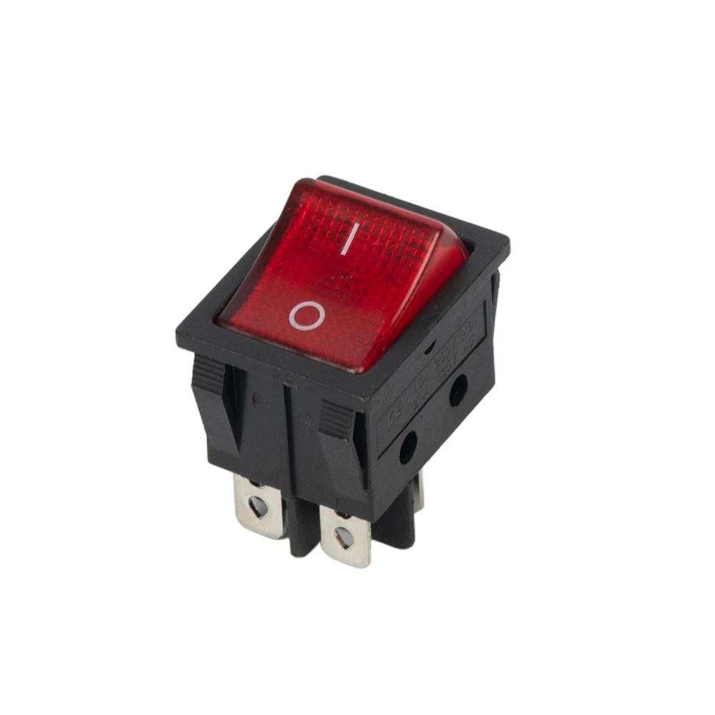 Double Card Machine Rocker Switch Parts Current KCD4 Kit ON OFF RED 4 Pins Illuminated Replacement Waterproof Cap