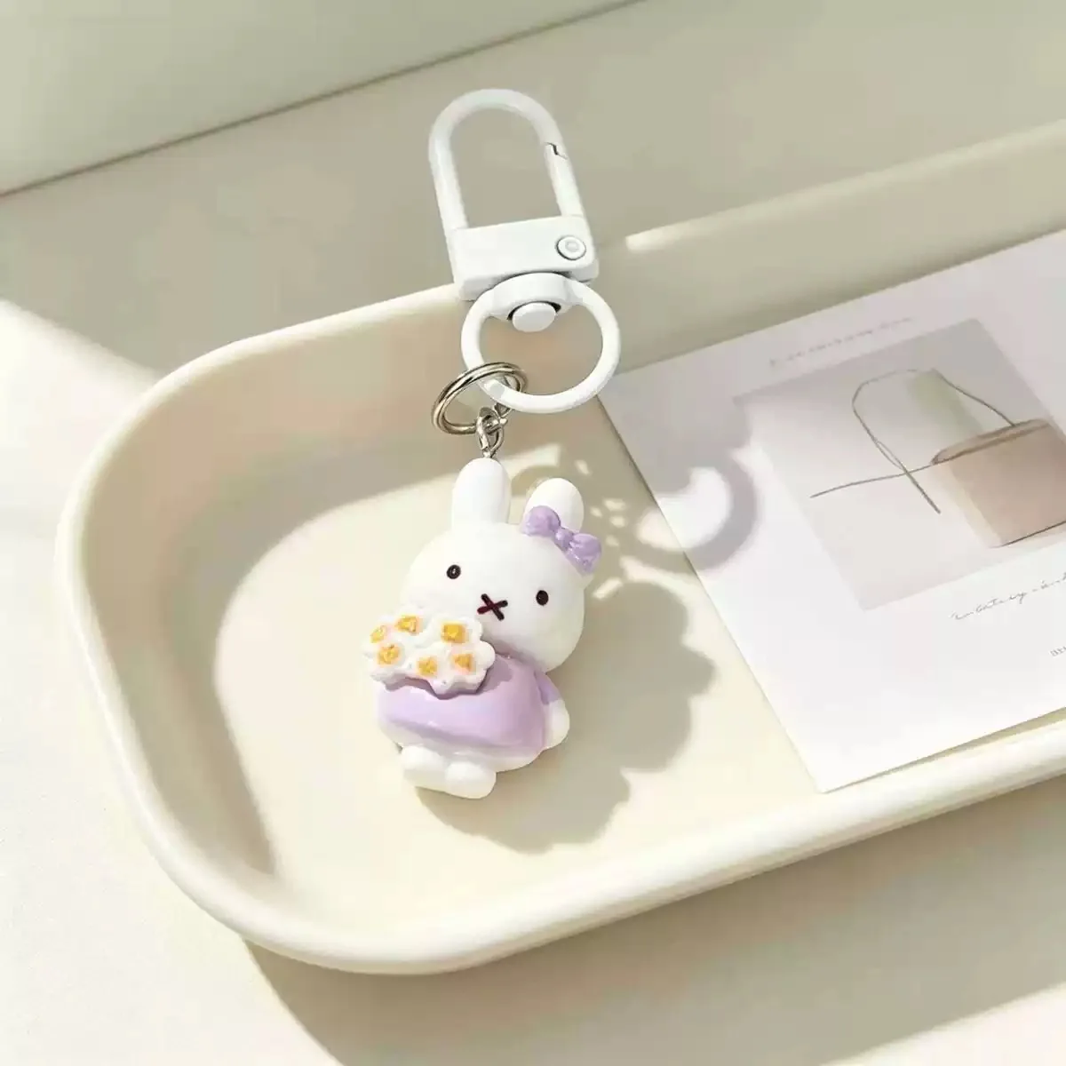 2026 New Kawaii Miffy Rabbit Keychain Cute Outfit Miffy Rabbit Keychain Cartoon Girl Heart Student Bag Best FriendGiftAccessory