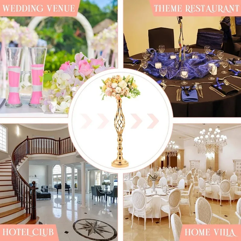 20 Pcs Large Wedding Centerpiece Table Decorations Tall Metal Flower Arrangement Stand Elegant Flower Vase Candle Holder image 6
