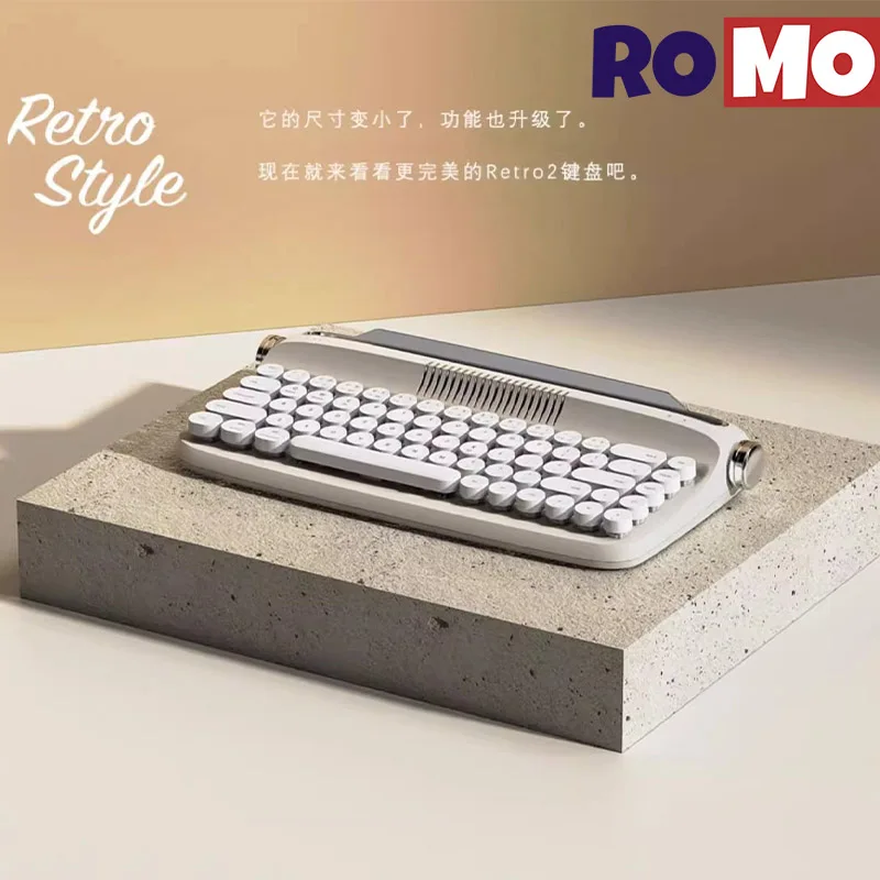 Actto Retro 2 Dual Mode Keyboard Wired Bluetooth Office Keyboard Typewriter Appearance Tablet Holder Charging Mini Keyboard