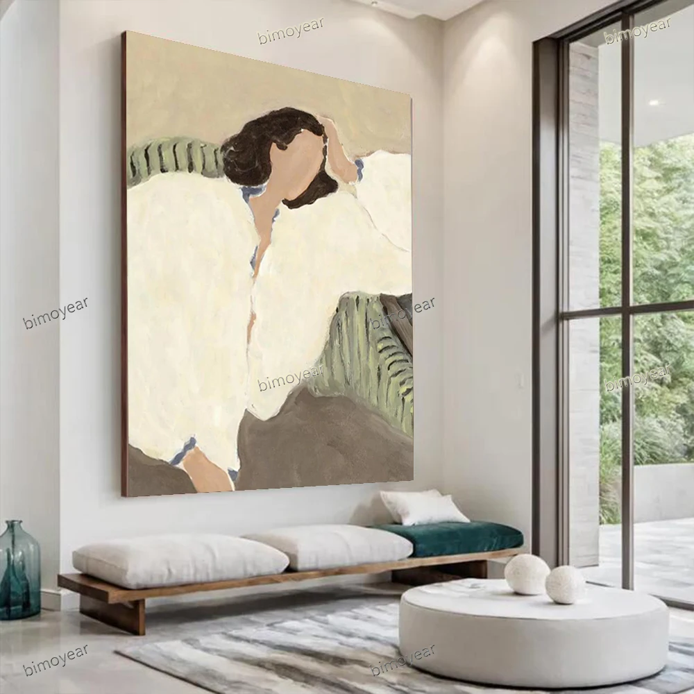 

Handmade Abstract Oil Painting on Canvas Fashion Figure Wall Art Picture for Living Room Decor New Style Home Hanging Artwork