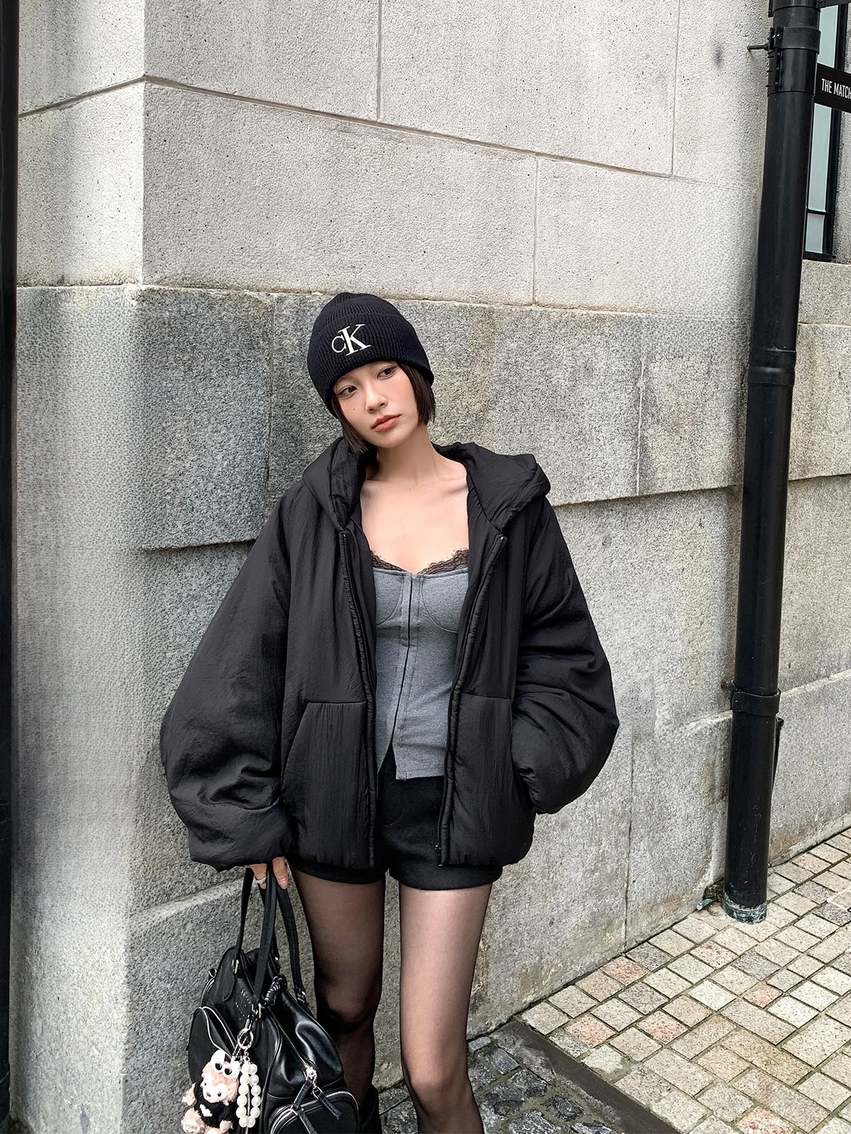 

302LAB Повседневная свободная хлопковая куртка-жакет 2025: Новинка зимы, стильное хлопковое пальто с капюшоном, верхняя одежда в простом корейском стиле для города