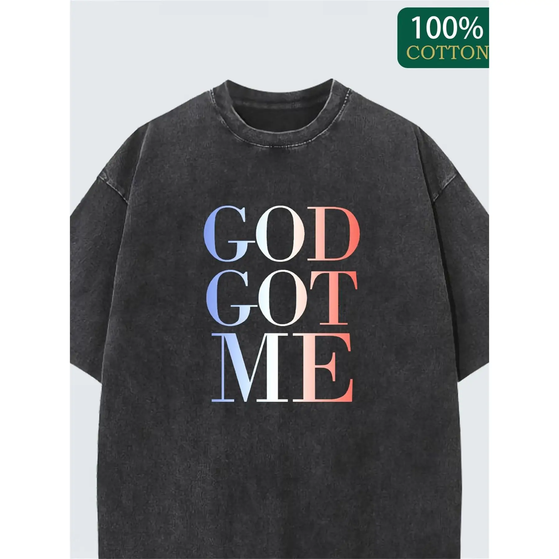 

Christian T-Shirt Unisex Washed Retro "God Got Me" Graphic Tee Religious Faith Inspirational Cotton Top Gift