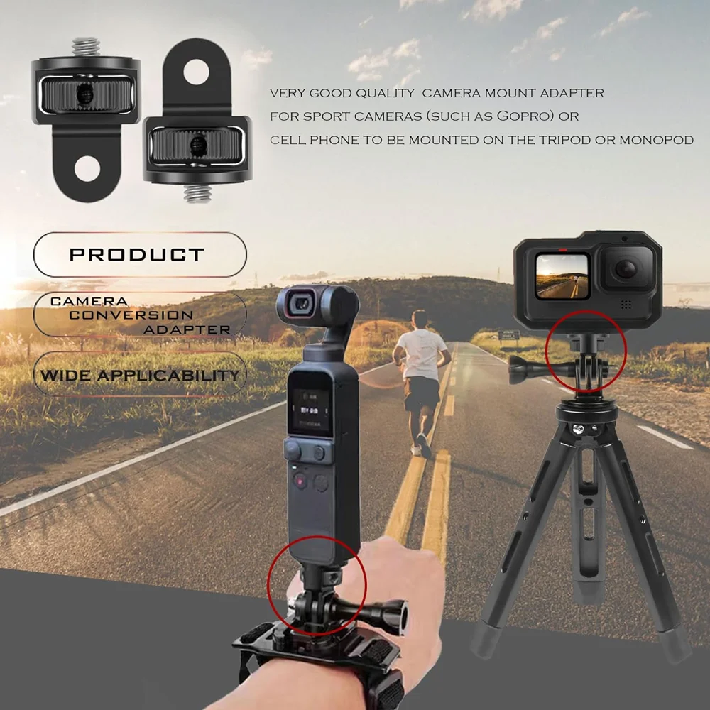 Aluminum Tripod Mount Adapter ¼-20 Conversion For GoPro Hero 12 11 10 9 8 7 5 Insta360 X2 X3 DJI Osmo Action Camera Accessories