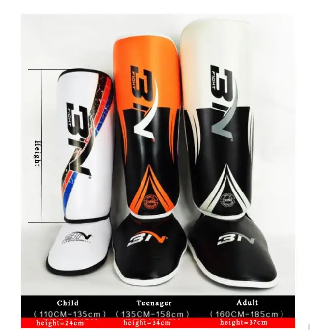 BN 1 Pair MMA Boxing Muay Thai Shin Guards Kickboxing Leg Support Shield Equipment Karate Ankle Foot Protection DEO