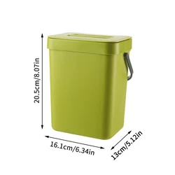 Space Saving Quiet Close Trash Can 3L Eco-Friendly Sealed Bin For Kitchen & Office Wall Mounted Garbage Bin
