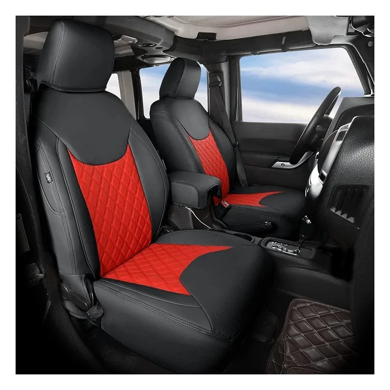 Durable Waterproof Leather Seat Covers Full Set For 2007-2017 Jeep Wrangler Unlimited Pickup Truck Interior Accessory Seat Kits