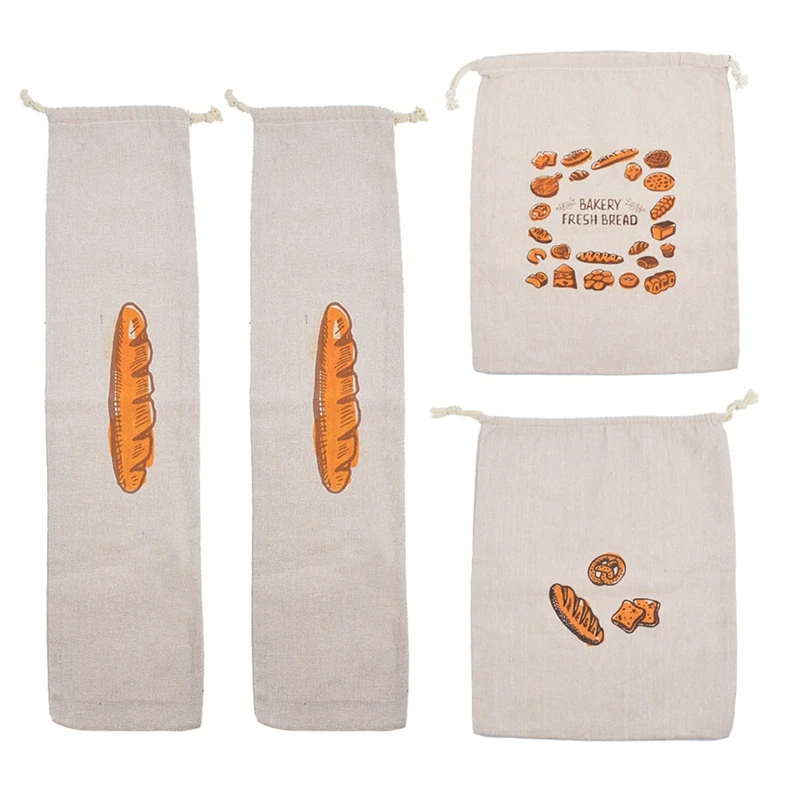 A26F-Bread Bag Reusable Cotton Drawstring Storage Bag Homemade Bread Fresh Eco-Friendly Kitchen Storage Bag